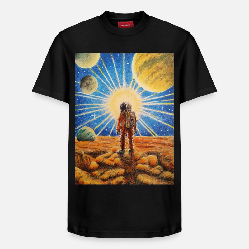 Astronaute sur Mars - T-shirt unisexe décontracté en coton Supima – de SPREAD - noir
