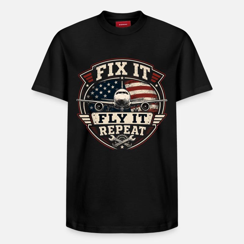 Flugzeugtechnik Wartung Luftfahrt Beruf - Relaxed Unisex Supima Cotton T-Shirt – von SPREAD - Schwarz