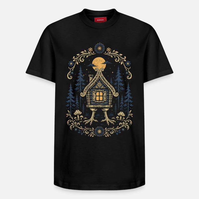 Baba Yaga Hut - T-shirt unisexe décontracté en coton Supima – de SPREAD - noir