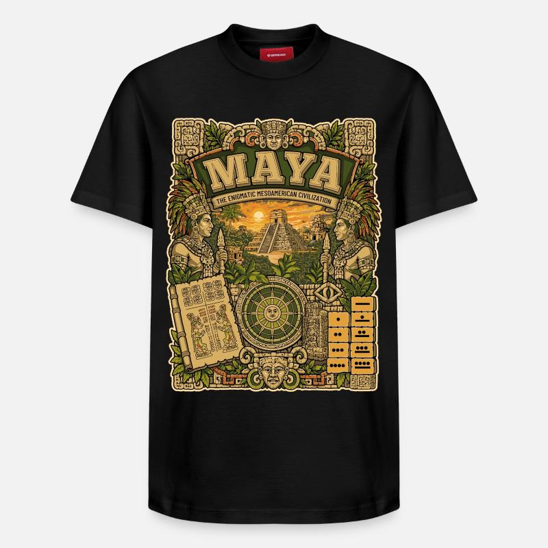 Civilisation maya - T-shirt unisexe décontracté en coton Supima – de SPREAD - noir