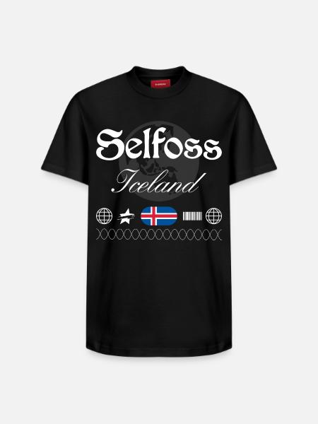Selfoss Island Streetwear Travel Souvenir - Relaxed Unisex Supima Cotton T-Shirt – by SPREAD - black