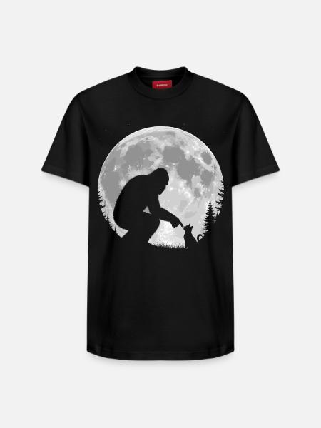 Bigfoot, Cat, Moon, Full Moon, Kitten - Relaxed Unisex Supima Cotton T-Shirt – by SPREAD - black