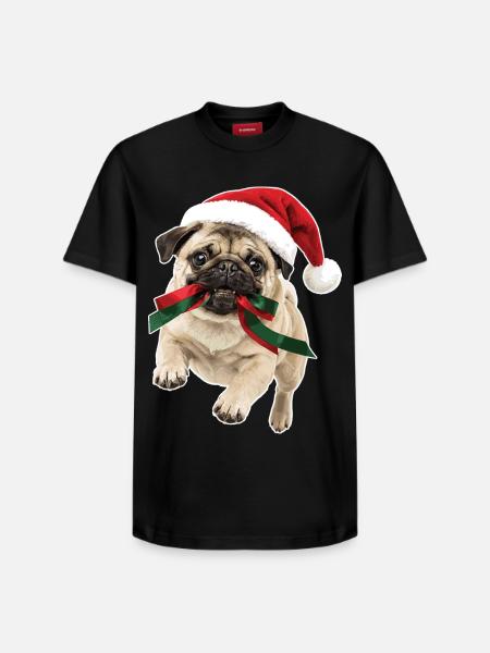 Verspielter Weihnachts Mops - Relaxed Unisex Supima Cotton T-Shirt – von SPREAD - Schwarz