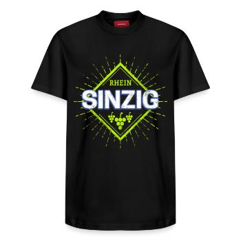 Sinzig am Rhein in Deutschland Retro Weintrauben  - Relaxed Unisex Supima Cotton T-Shirt – von SPREAD - Schwarz - Vorne - AI Model Female 172 light (172cm) & AI Model Male 178 light (178cm)