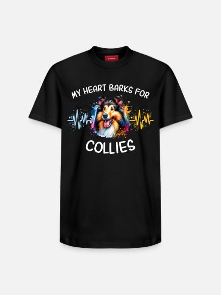 Longhair Collie Heartline - Relaxed Unisex Supima Cotton T-Shirt – by SPREAD - black