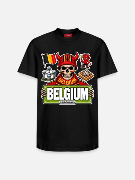 SkullCostume World Edition: Belgium - Relaxed Unisex Supima Cotton T-Shirt – by SPREAD - black