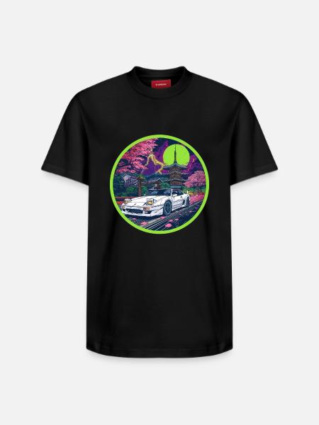Thunder Pagoda — Supercar Meets Ancient Japan - Relaxed Unisex Supima Cotton T-Shirt – by SPREAD - black