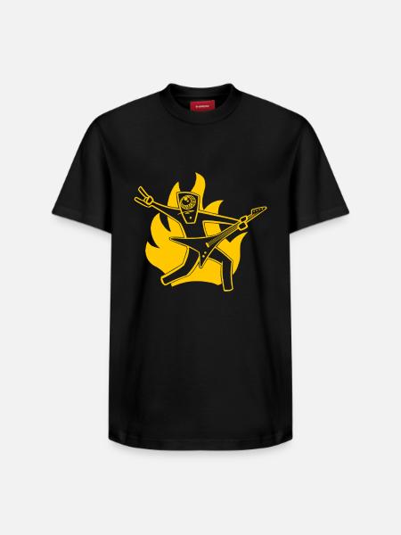 Guitariste en feu - T-shirt unisexe décontracté en coton Supima – de SPREAD - noir