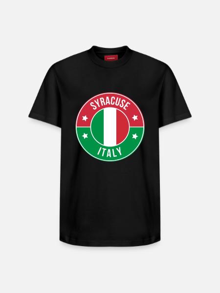 Syracuse Italy Retro Badge - Relaxed Unisex Supima Cotton T-Shirt – by SPREAD - black