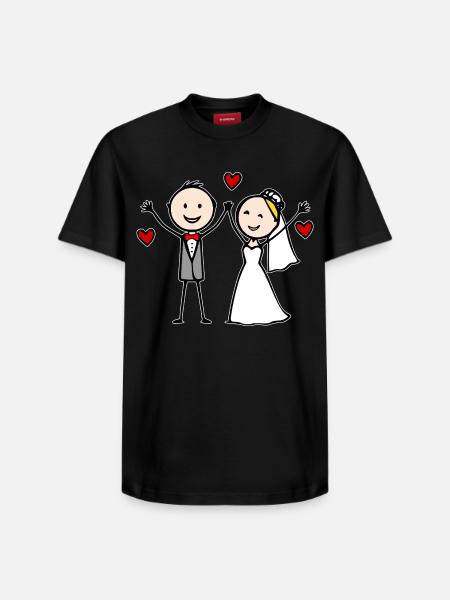 Hochzeitspaar Cartoon fröhlich - Relaxed Unisex Supima Cotton T-Shirt – von SPREAD - Schwarz