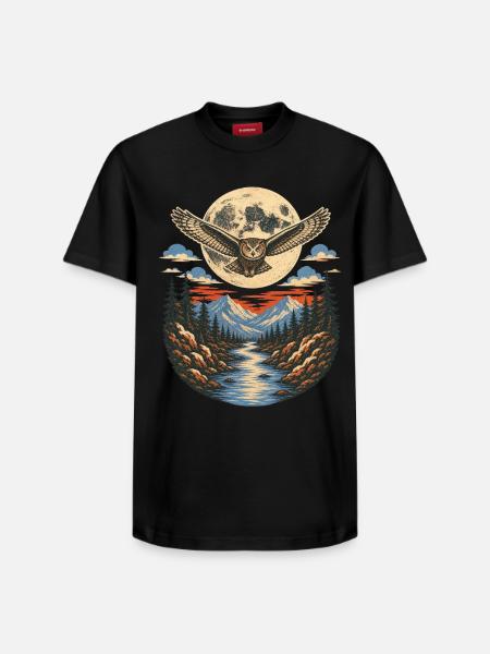 Nachteule - Relaxed Unisex Supima Cotton T-Shirt – von SPREAD - Schwarz