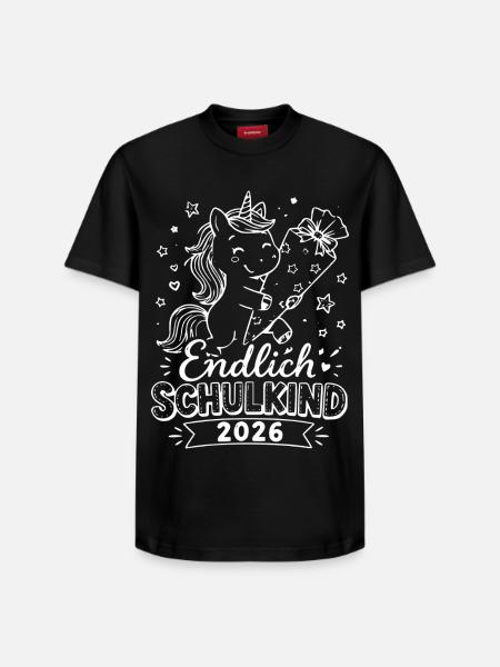 Endlich Schulkind 2026 Einhorn - Relaxed Unisex Supima Cotton T-Shirt – von SPREAD - Schwarz