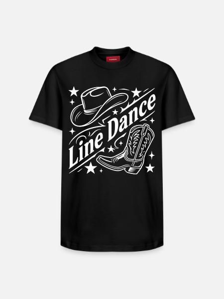 Line Dance Cowboy Flair - Relaxed Unisex Supima Cotton T-Shirt – by SPREAD - black