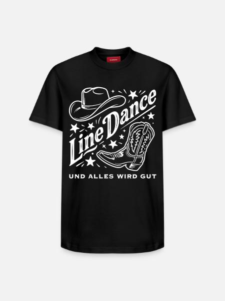 Line Dance Cowboy Flair - Relaxed Unisex Supima Cotton T-Shirt – von SPREAD - Schwarz