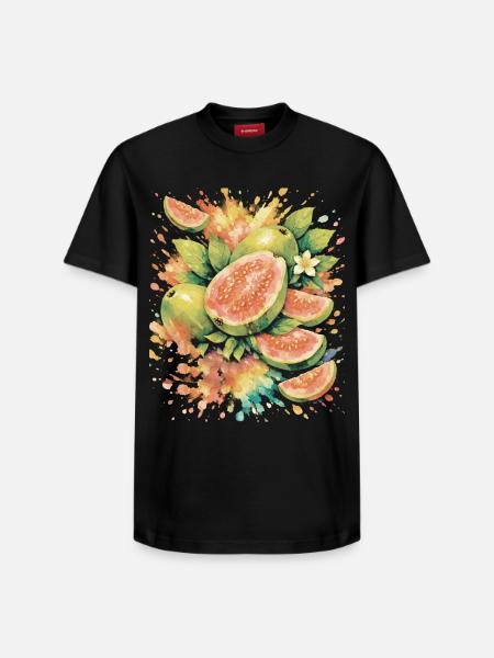Goyave Tropique Fruit Exotique Splash Art - T-shirt unisexe décontracté en coton Supima – de SPREAD - noir