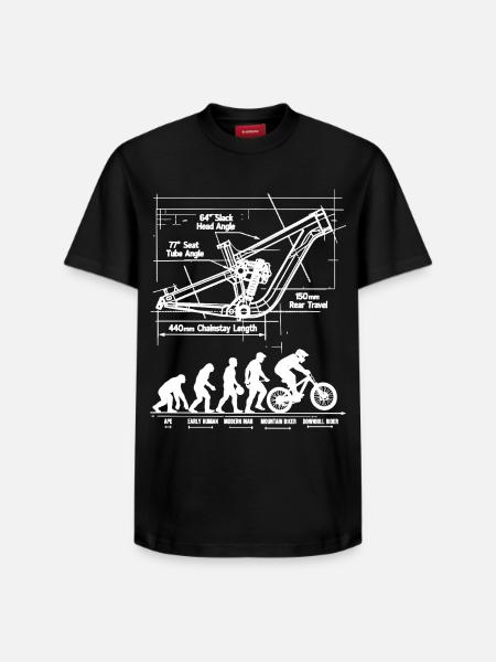 MTB Evolution Blueprint: Full Suspension Frame - Relaxed Unisex Supima Cotton T-Shirt – by SPREAD - black