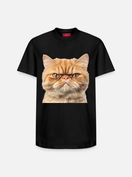 Grumpy Ginger Cat Studio Portrait - Relaxed Unisex Supima Cotton T-Shirt – by SPREAD - black