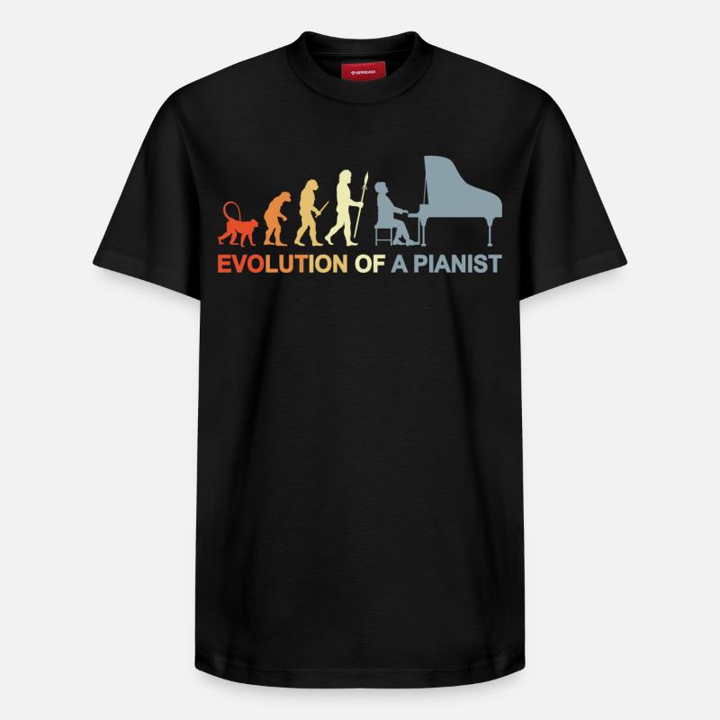 Évolution du piano - T-shirt unisexe décontracté en coton Supima – de SPREAD - noir