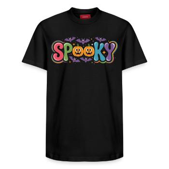 Spooky Kids Lettrage d’Halloween - T-shirt unisexe décontracté en coton Supima – de SPREAD - noir - Devant - AI Model Female 172 light (172cm) & AI Model Male 178 light (178cm)