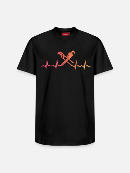 Heating Engineer Sunset Plumber's Heartbeat - Relaxed Unisex Supima Cotton T-Shirt – by SPREAD - black