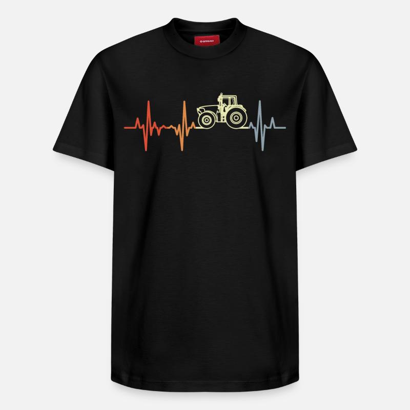 Retro Traktor EKG - Relaxed Unisex Supima Cotton T-Shirt – von SPREAD - Schwarz