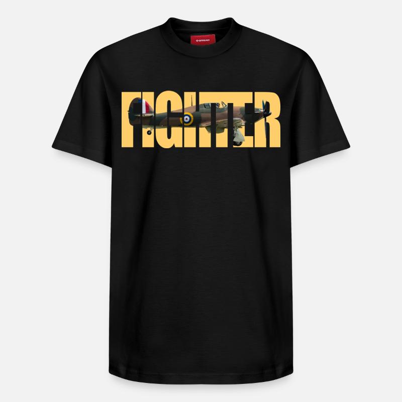 Fighter Hurricane - Relaxed Unisex Supima Cotton T-Shirt – von SPREAD - Schwarz