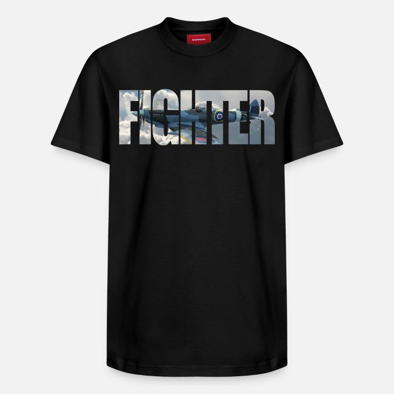 Fighter Spitfire - Relaxed Unisex Supima Cotton T-Shirt – by SPREAD - black