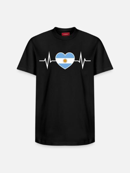 Argentina Heartbeat ECG Dear Argentina Fan - Relaxed Unisex Supima Cotton T-Shirt – by SPREAD - black