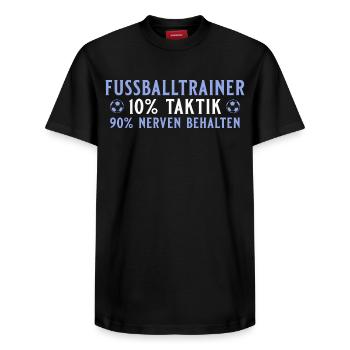 Fußballtrainer 10% Taktik 90% Nerven behalten - Relaxed Unisex Supima Cotton T-Shirt – von SPREAD - Schwarz - Vorne - AI Model Female 172 light (172cm) & AI Model Male 178 light (178cm)