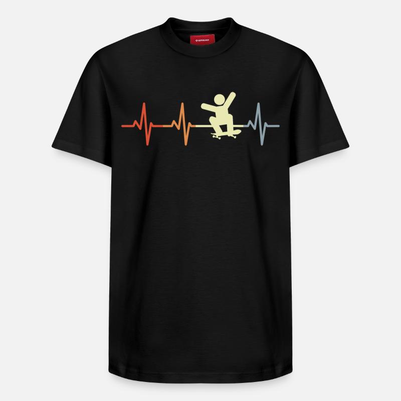 Skateboard Strichmännchen Herzschlag - Relaxed Unisex Supima Cotton T-Shirt – von SPREAD - Schwarz