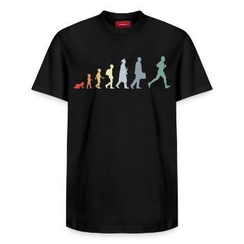 Runner Evolution - Relaxed Unisex Supima Cotton T-Shirt – by SPREAD - black - Front - AI Model Female 172 light (172cm) & AI Model Male 178 light (178cm)