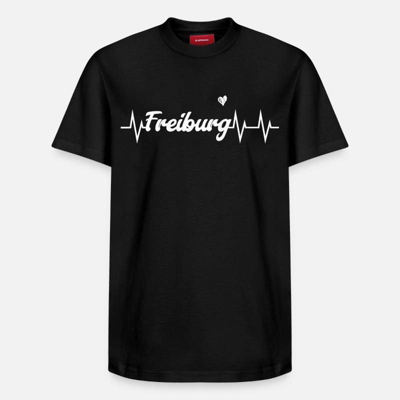 Heartbeat Freiburg - T-shirt unisexe décontracté en coton Supima – de SPREAD - noir