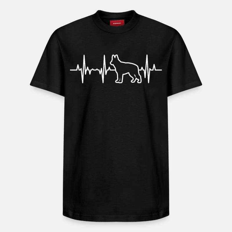 German Shepherd Heartbeat - Relaxed Unisex Supima Cotton T-Shirt – by SPREAD - black