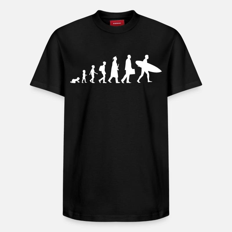 Évolution d’un surfeur - T-shirt unisexe décontracté en coton Supima – de SPREAD - noir
