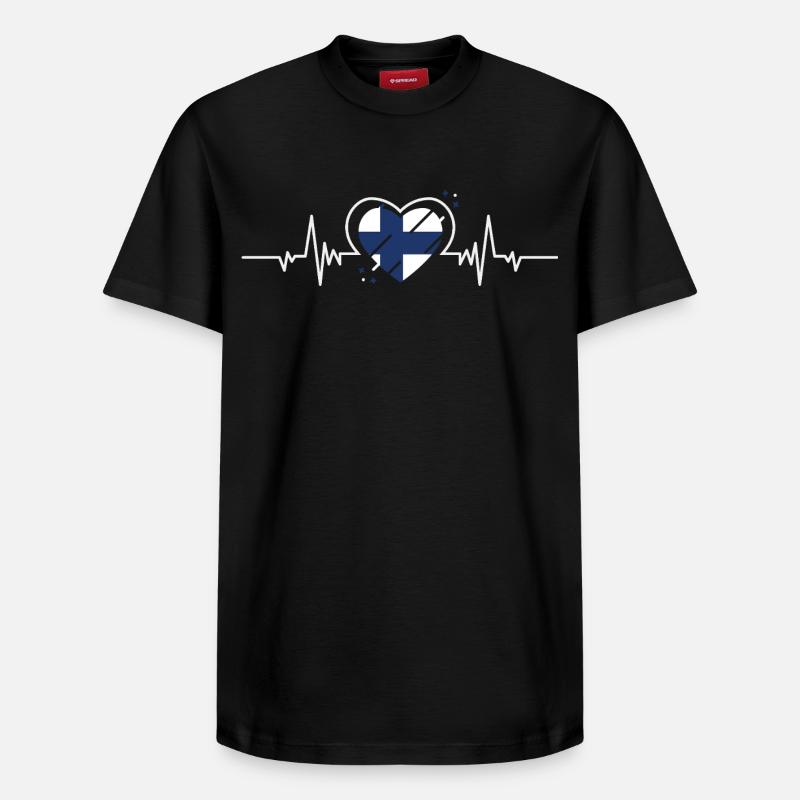 Finnland Herzfrequenz-Ticket Geschenk - Relaxed Unisex Supima Cotton T-Shirt – von SPREAD - Schwarz