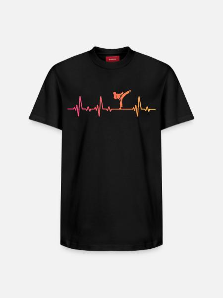 karate sunset heartbeat karate - Relaxed Unisex Supima Cotton T-Shirt – by SPREAD - black