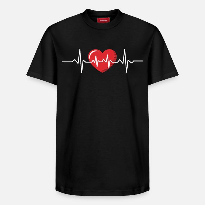 Conception de cardiogramme de rythme cardiaque - T-shirt unisexe décontracté en coton Supima – de SPREAD - noir