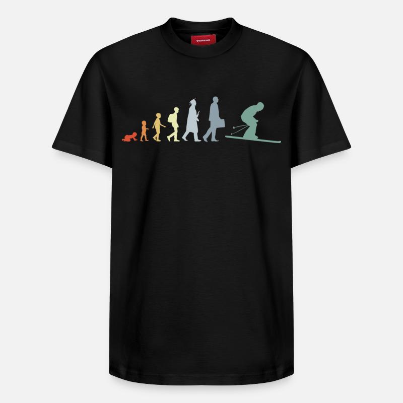 Evolution des Skisports - Relaxed Unisex Supima Cotton T-Shirt – von SPREAD - Schwarz