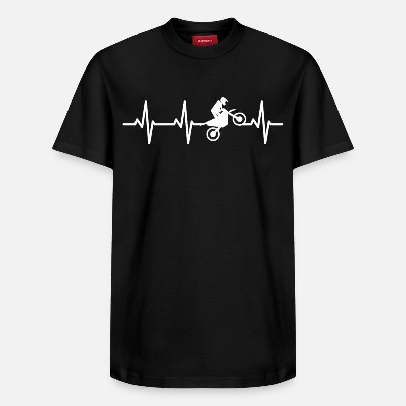 Cardiogramme Motocross - T-shirt unisexe décontracté en coton Supima – de SPREAD - noir