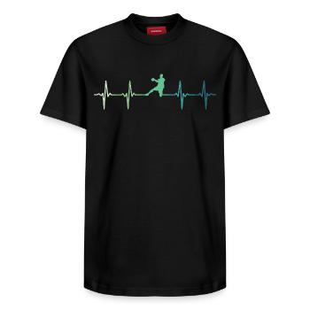 Handball battement de coeur handball  - T-shirt unisexe décontracté en coton Supima – de SPREAD - noir - Devant - AI Model Female 172 light (172cm) & AI Model Male 178 light (178cm)