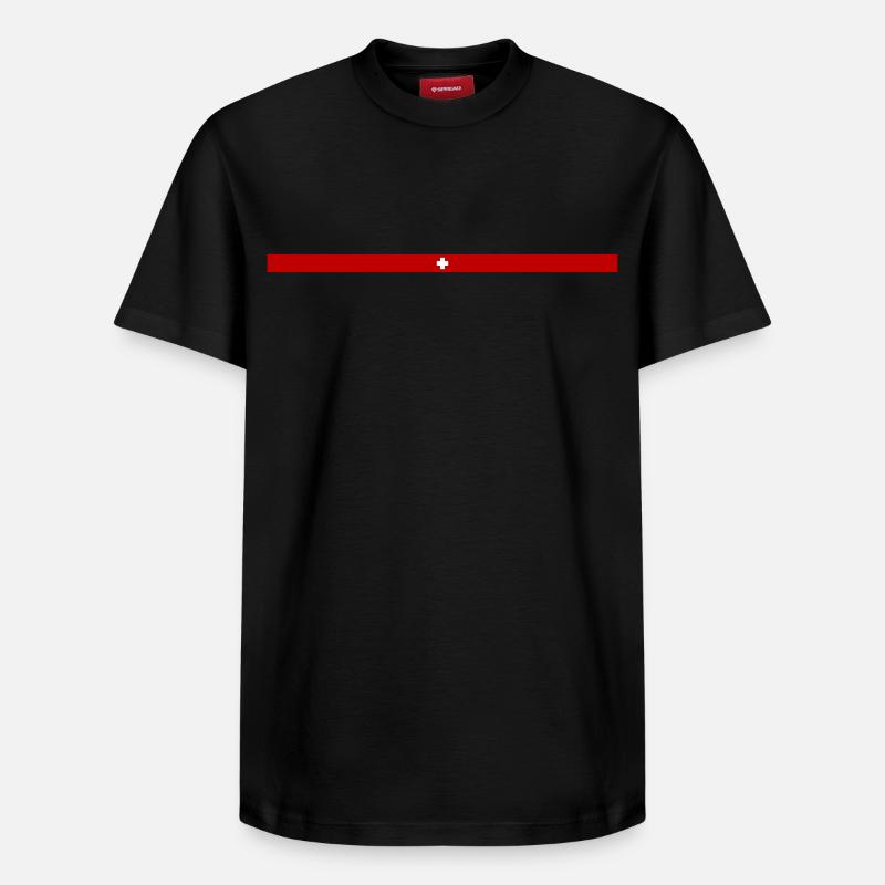 Drapeau suisse Drapeau suisse - T-shirt unisexe décontracté en coton Supima – de SPREAD - noir