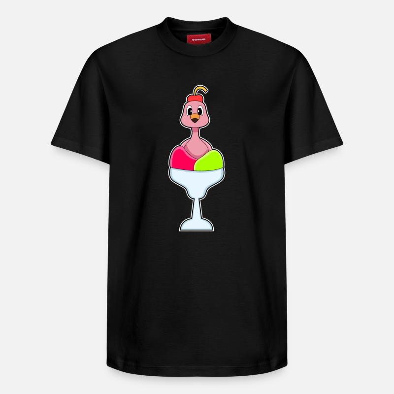 Flamingo Eiscreme Kirsche - Relaxed Unisex Supima Cotton T-Shirt – von SPREAD - Schwarz