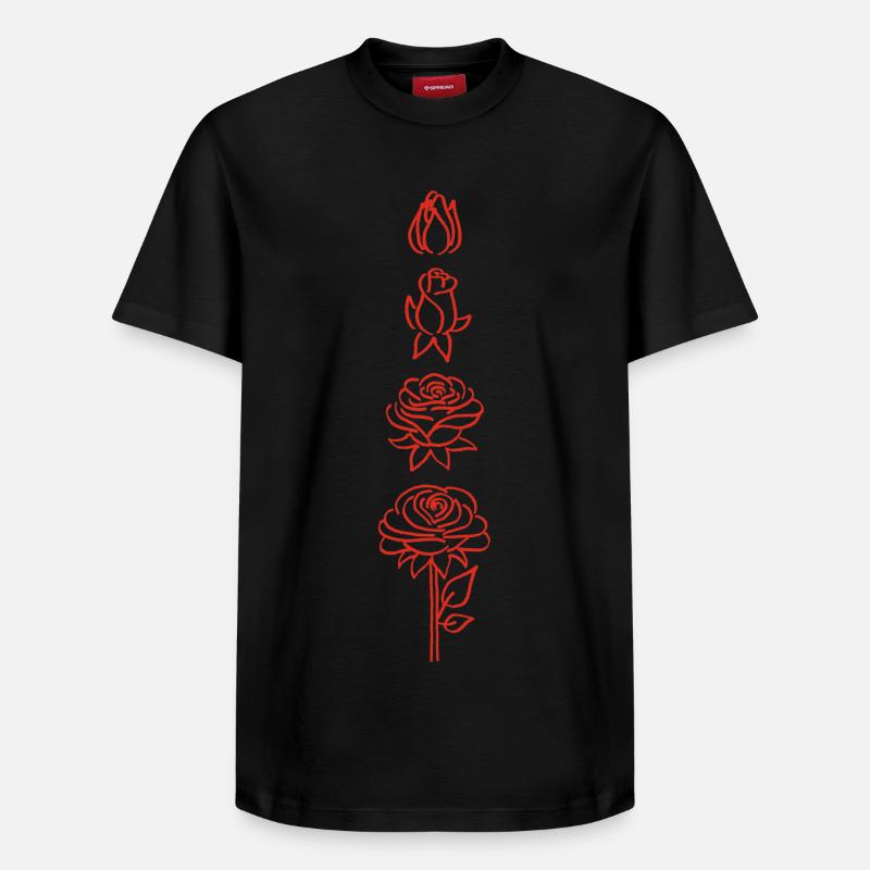 éclosion d'une fleur rouge - T-shirt unisexe décontracté en coton Supima – de SPREAD - noir