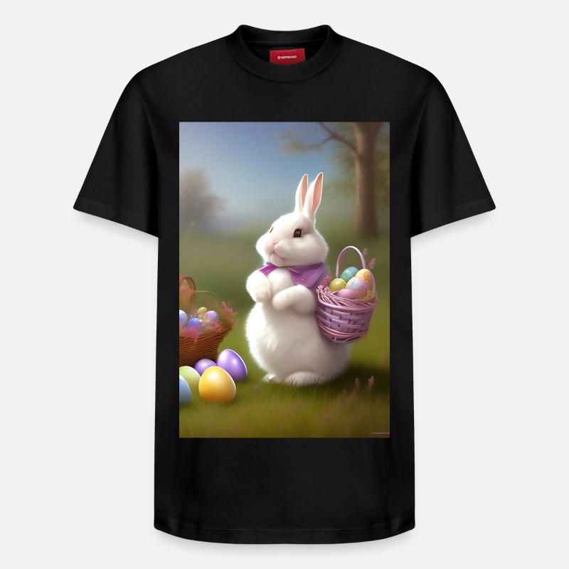Easter Bunny with Easter Eggs - Relaxed Unisex Supima Cotton T-Shirt – by SPREAD - black