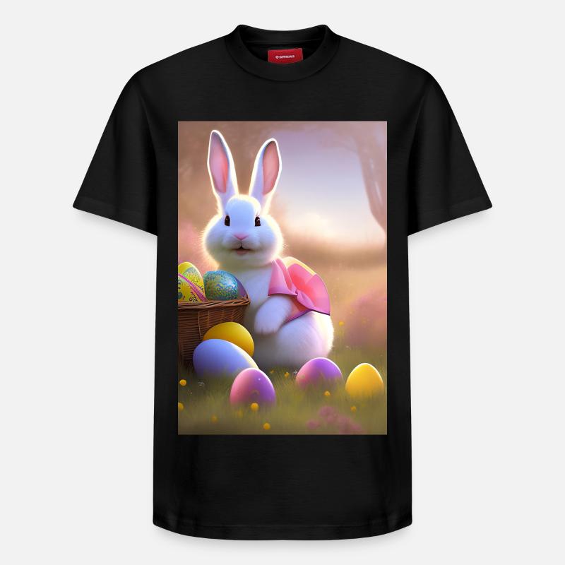 Easter Bunny with Easter Eggs - Relaxed Unisex Supima Cotton T-Shirt – by SPREAD - black