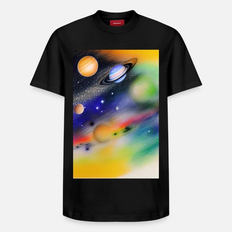 Espace et planètes - T-shirt unisexe décontracté en coton Supima – de SPREAD - noir