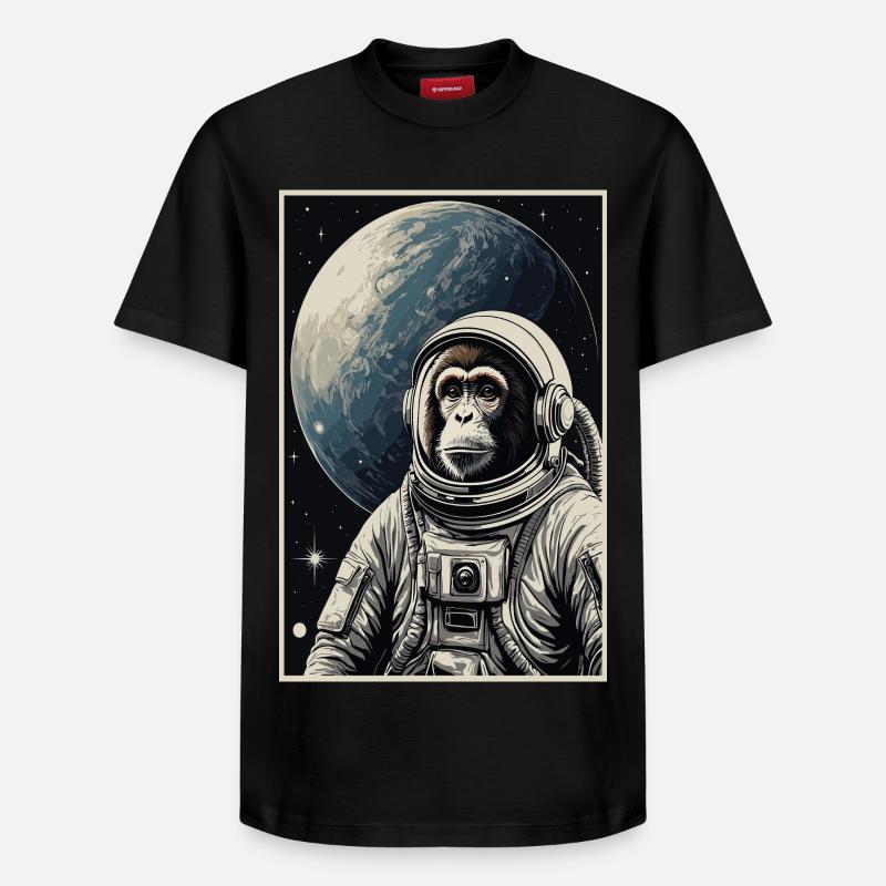 Astronauten Affe - Relaxed Unisex Supima Cotton T-Shirt – von SPREAD - Schwarz