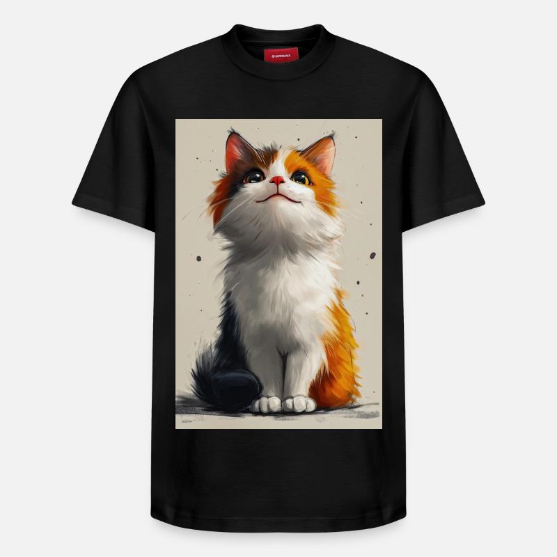 Poster Illustration de Chat mignon - T-shirt unisexe décontracté en coton Supima – de SPREAD - noir
