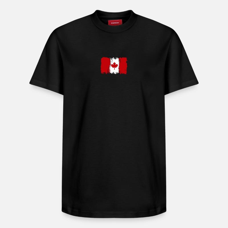 Éclaboussure d’encre de feuille d’érable - T-shirt unisexe décontracté en coton Supima – de SPREAD - noir