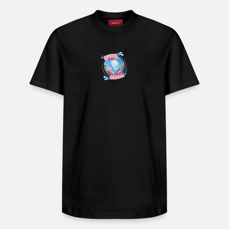 Gardez l’océan propre - T-shirt unisexe décontracté en coton Supima – de SPREAD - noir